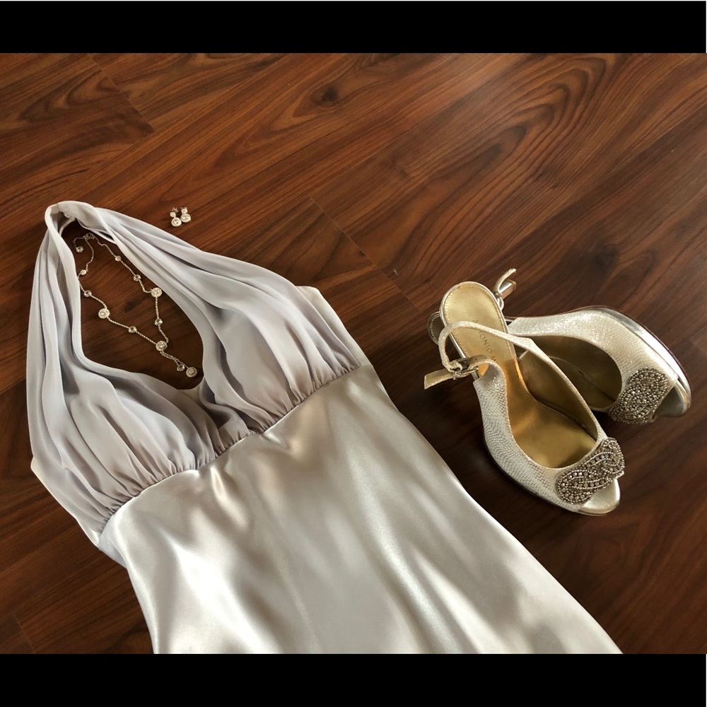 David’s Bridal silver Formal‎ Dress